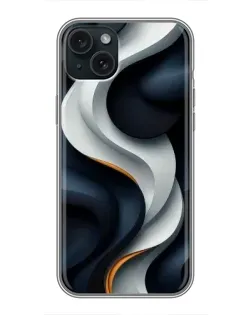 Чехол для iPhone 14 Plus с картинкой «Объемные черно-белые ленты»