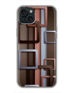 Чехол для iPhone 14 Plus с картинкой «Коричневые объемные квадраты»