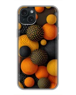 Чехол для iPhone 14 Plus с картинкой «Объемные оранжевые сферы»