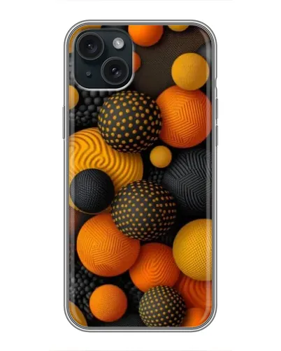 Чехол для iPhone 14 Plus с картинкой «Объемные оранжевые сферы»