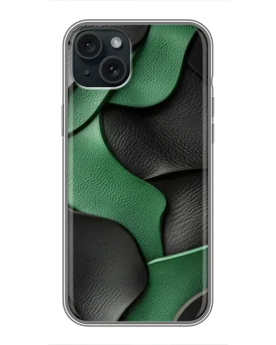 Чехол для iPhone 14 Plus с картинкой «Зеленые кожаные волны»