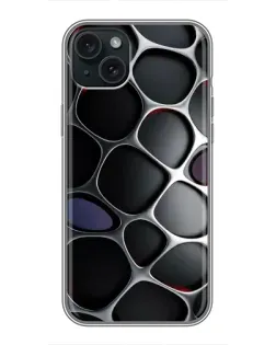 Чехол для iPhone 14 Plus с картинкой «Объемная темная решетка»