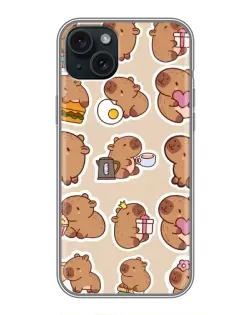 Чехол для iPhone 14 Plus с картинкой «Капибары паттерн»