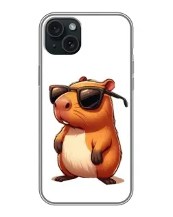 Чехол для iPhone 14 Plus с картинкой «Капибара в очках»