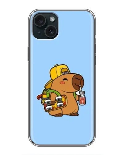 Чехол для iPhone 14 Plus с картинкой «Капибара на скейте»