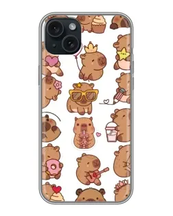 Чехол для iPhone 14 Plus с картинкой «Стикерпак с капибарами»