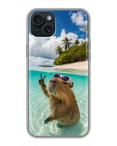 Чехол для iPhone 14 Plus с картинкой «Капибара на море»