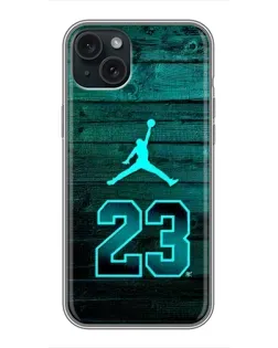 Чехол для iPhone 15 Plus с картинкой «Jordan Cyan 23»