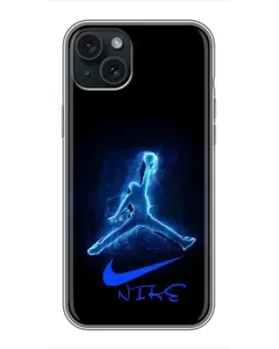 Чехол для iPhone 15 Plus с картинкой «Jordan Neon Blue»