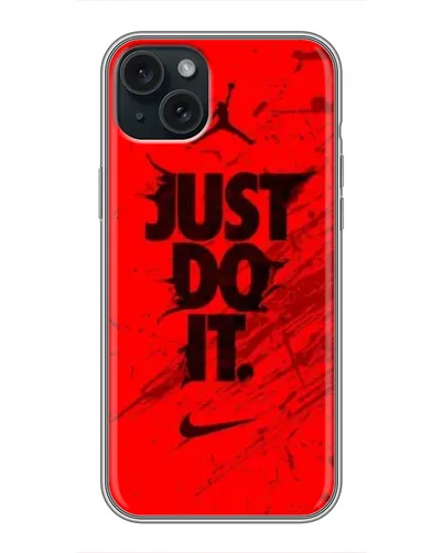 Чехол для iPhone 15 Plus с картинкой «Nike Just Do It» Чехол для iPhone 15 Plus с картинкой «Nike Just Do It»
