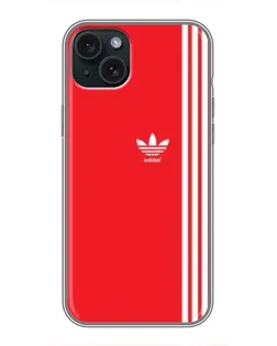 Чехол для iPhone 15 Plus с картинкой «Красный минимализм Adidas»