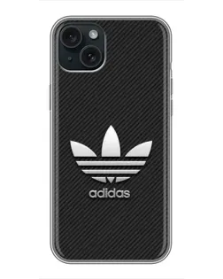Чехол для iPhone 15 Plus с картинкой «Adidas Карбоновая текстура»