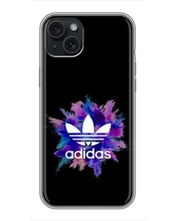 Чехол для iPhone 15 Plus с картинкой «Взрыв красок Adidas»