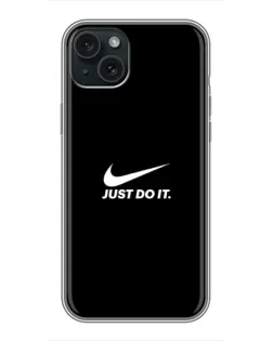 Чехол для iPhone 15 Plus с картинкой «Минимализм от Nike»