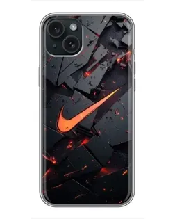 Чехол для iPhone 15 Plus с картинкой «Nike — эффект разломов»