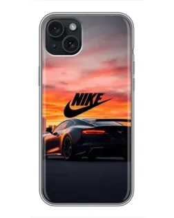 Чехол для iPhone 15 Plus с картинкой «Nike и суперкар»