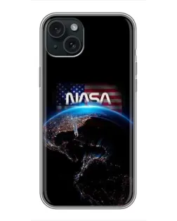 Чехол для iPhone 15 Plus с картинкой «Земля из космоса NASA»