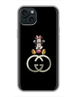 Чехол для iPhone 15 Plus с картинкой «Минни Маус на лого»