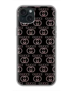 Чехол для iPhone 15 Plus с картинкой «Классическая монограмма Gucci»