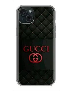 Чехол для iPhone 15 Plus с картинкой «Gucci — стеганый черный»
