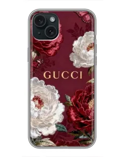 Чохол для iPhone 15 Plus з картинкою «Gucci — бордові троянди» Чохол для iPhone 15 Plus з картинкою «Gucci — бордові троянди»