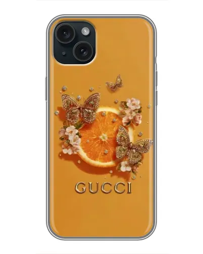 Чохол для iPhone 15 Plus з картинкою «Gucci — золоті метелики» Чохол для iPhone 15 Plus з картинкою «Gucci — золоті метелики»