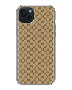Чохол для iPhone 15 Plus з картинкою «Gucci — класичний беж» Чохол для iPhone 15 Plus з картинкою «Gucci — класичний беж»