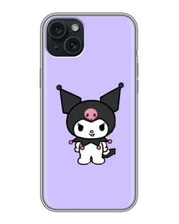 Чехол для iPhone 15 Plus с картинкой «Kuromi — нежный фиолетовый»