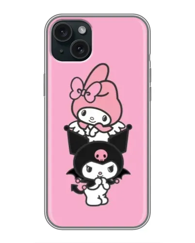 Чехол для iPhone 15 Plus с картинкой «My Melody и Kuromi» Чехол для iPhone 15 Plus с картинкой «My Melody и Kuromi»