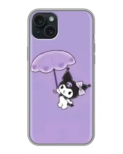 Чехол для iPhone 15 Plus с картинкой «Kuromi с зонтиком»
