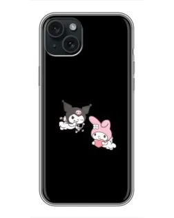 Чехол для iPhone 15 Plus с картинкой «My Melody и Kuromi»