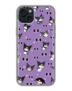 Чехол для iPhone 15 Plus с картинкой «Kuromi — паттерн»
