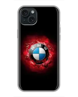 Чехол для iPhone 15 Plus с картинкой «Логотип BMW — вспышка»