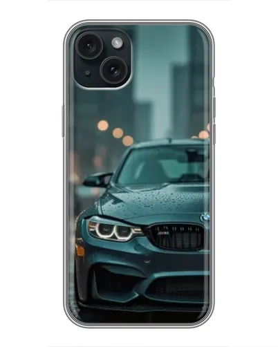 Чехол для iPhone 15 Plus с картинкой «BMW в огнях города» Чехол для iPhone 15 Plus с картинкой «BMW в огнях города»