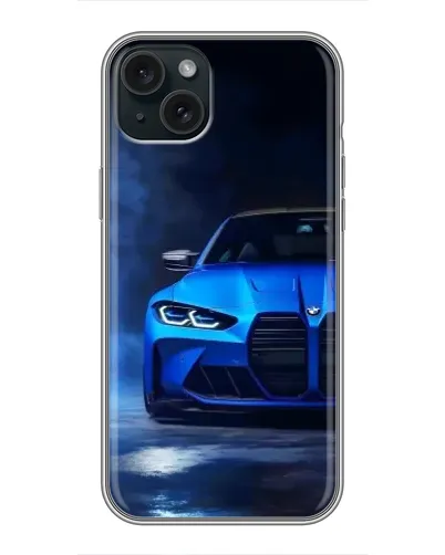Чехол для iPhone 15 Plus с картинкой «Голубая BMW M4» Чехол для iPhone 15 Plus с картинкой «Голубая BMW M4»