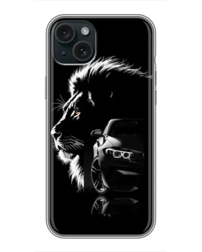 Чехол для iPhone 15 Plus с картинкой «BMW и лев» Чехол для iPhone 15 Plus с картинкой «BMW и лев»