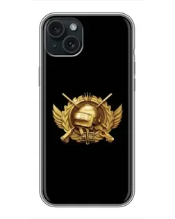 Чехол для iPhone 15 Plus с картинкой «PUBG — оранжевый градиент»