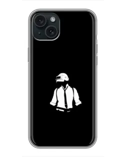 Чехол для iPhone 15 Plus с картинкой «PUBG — белый шлем»