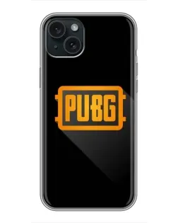 Чехол для iPhone 15 Plus с картинкой «PUBG — рамка лого»