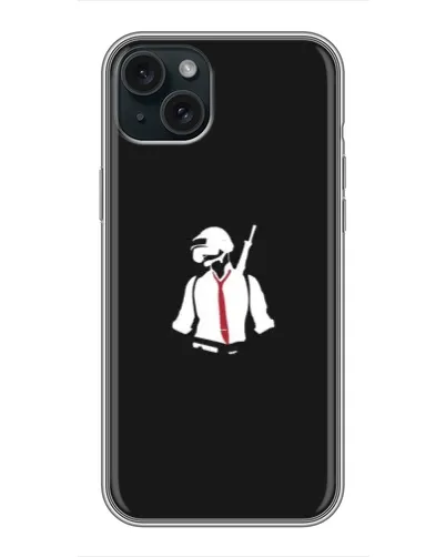 Чехол для iPhone 15 Plus с картинкой «PUBG — силуэт воина» Чехол для iPhone 15 Plus с картинкой «PUBG — силуэт воина»