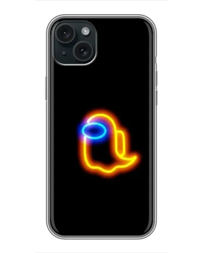 Чехол для iPhone 15 Plus с картинкой «Among Us неоновое сияние»