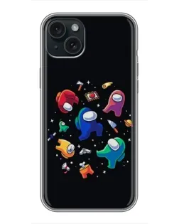 Чехол для iPhone 15 Plus с картинкой «Among Us космос»