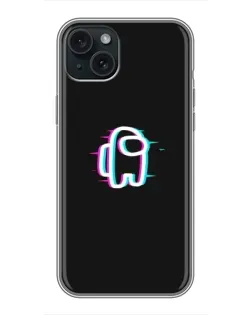 Чехол для iPhone 15 Plus с картинкой «Among Us неон»