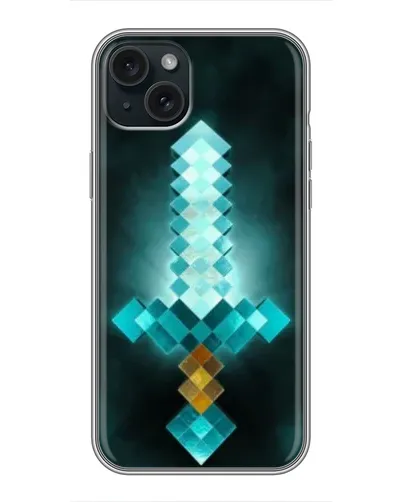Чехол для iPhone 15 Plus с картинкой «Алмазный меч неон» Чехол для iPhone 15 Plus с картинкой «Алмазный меч неон»