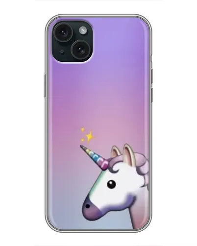 Чехол для iPhone 15 Plus с картинкой «Единорог градиент»