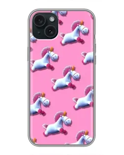 Чехол для iPhone 15 Plus с картинкой «Единороги на розовом» Чехол для iPhone 15 Plus с картинкой «Единороги на розовом»