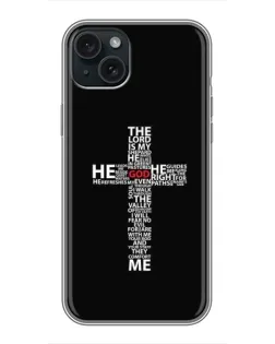 Чехол для iPhone 15 Plus с картинкой «Текстовый крест»