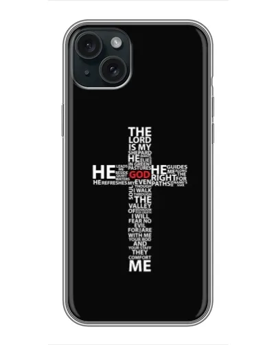 Чехол для iPhone 15 Plus с картинкой «Текстовый крест» Чехол для iPhone 15 Plus с картинкой «Текстовый крест»