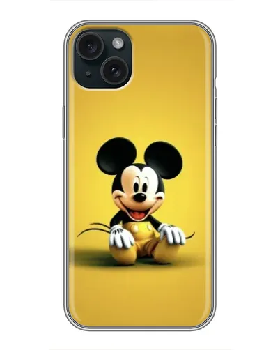 Чехол для iPhone 15 Plus с картинкой «Микки на желтом» Чехол для iPhone 15 Plus с картинкой «Микки на желтом»