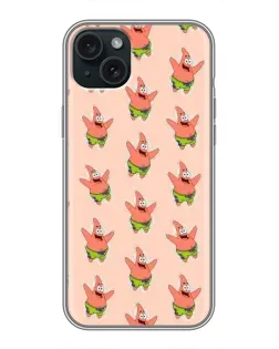 Чехол для iPhone 15 Plus с картинкой «Патрик Стар паттерн»